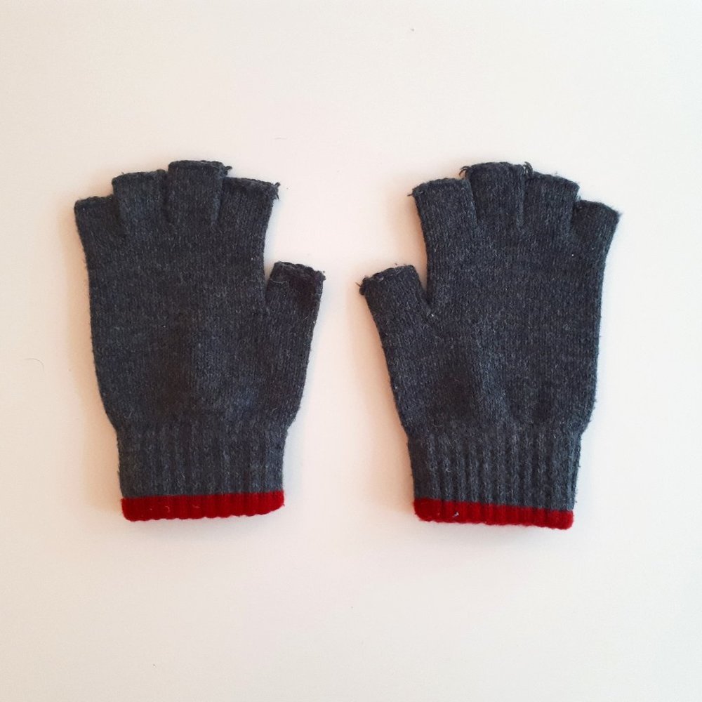 Levi’s Leather Acrylic Fingerless Gloves Red Grey (One Size)